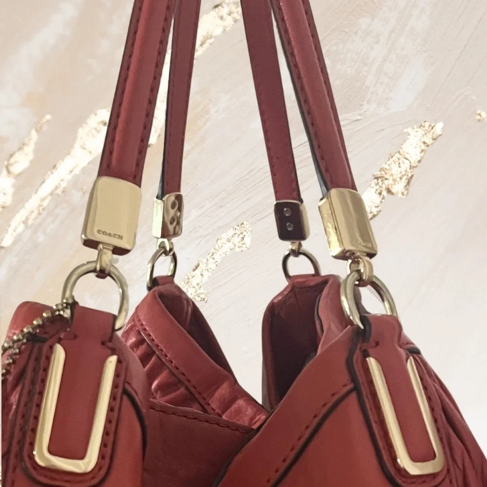 COACH Madison Phoebe Shoulder Bag in Gathered Twist Leather, Vermilion